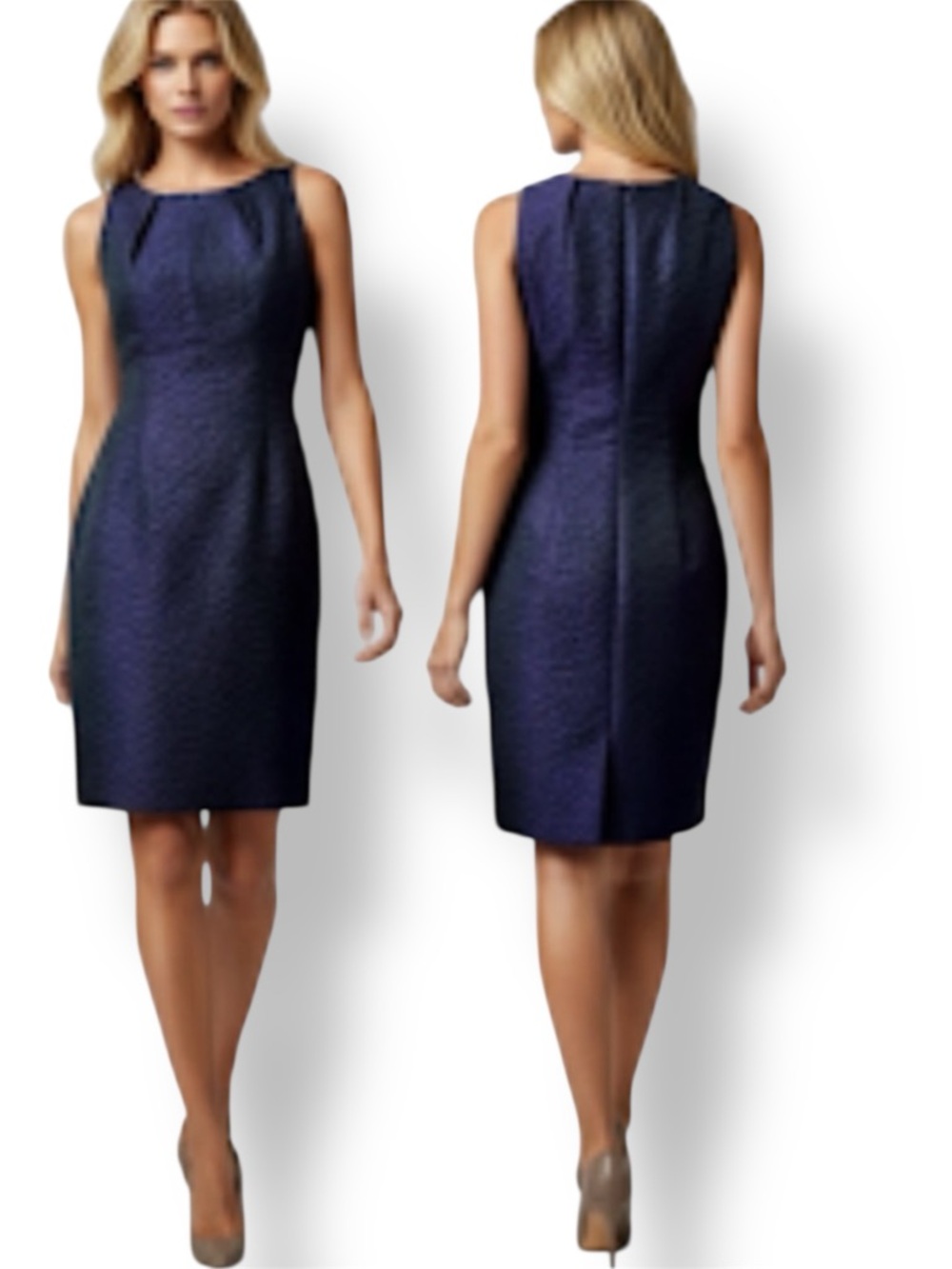 Taylor Sleeveless Multicolor Textured Business Casual Dress In Purple Size 4